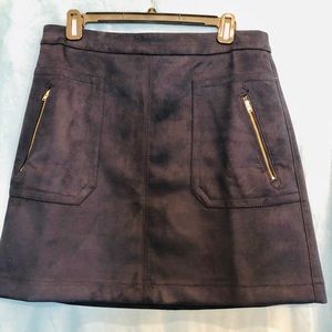 Brushed navy suede-like skirt